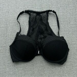 Victoria Secret Black Lace-Front Closure Bra 34C